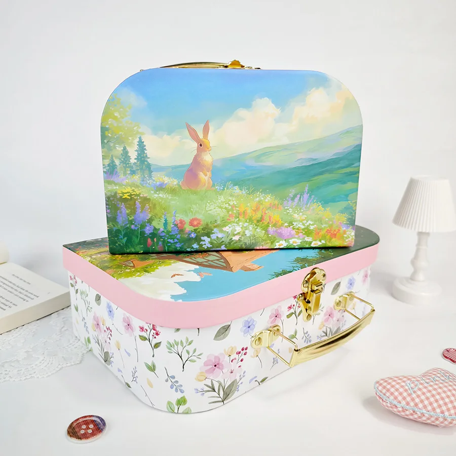 

2PCS Wedding Candy Gift Box with Handle Cardboard Suitcase Happy Birthday Party Decoration Kids Favor Girl Baby Shower S064