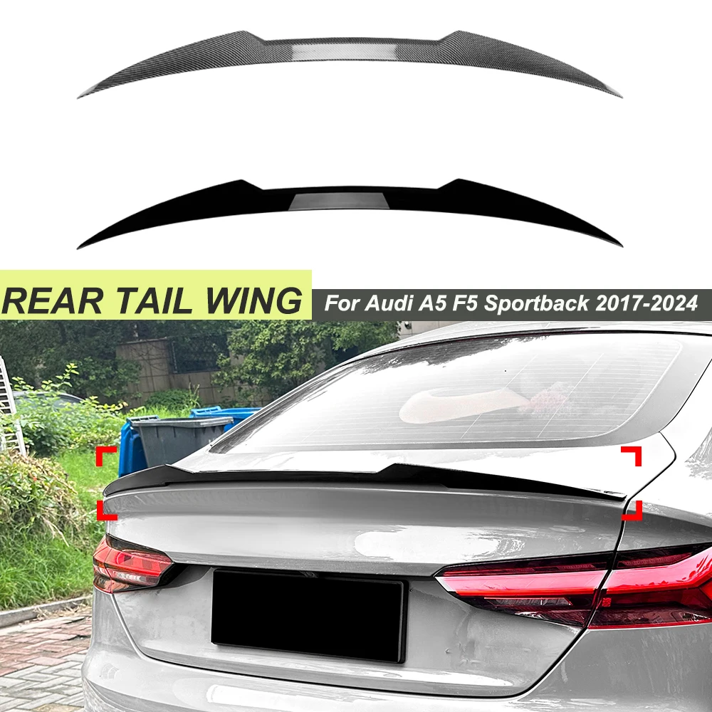 Glossy Black Rear Top Tail Wing Spoiler Car Body Kit Modification For Audi A5 F5 Sportback 2017-2024 M4 Four Door