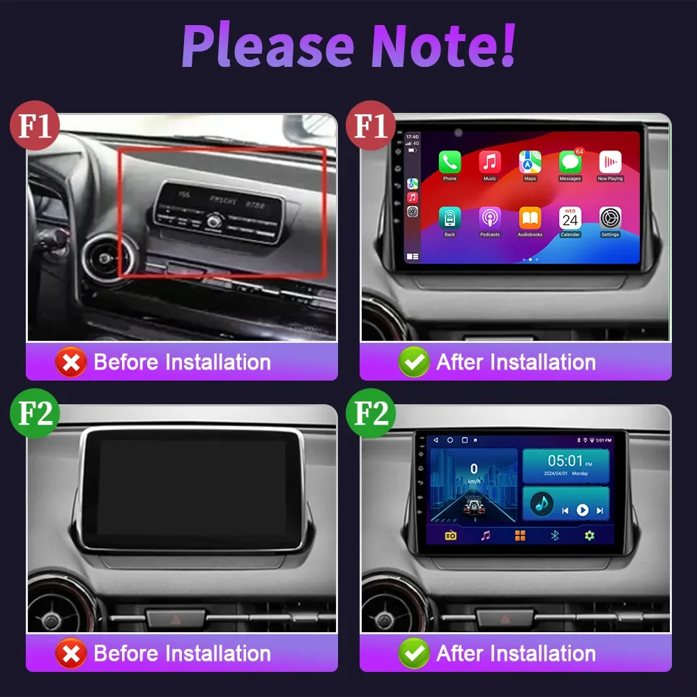 For Mazda CX-3 Mazda 2 DK 2014-2021 Car Radio Multimedia Navigation 4G GPS Android 14 Auto Wireless Apple Carplay Touch Screen