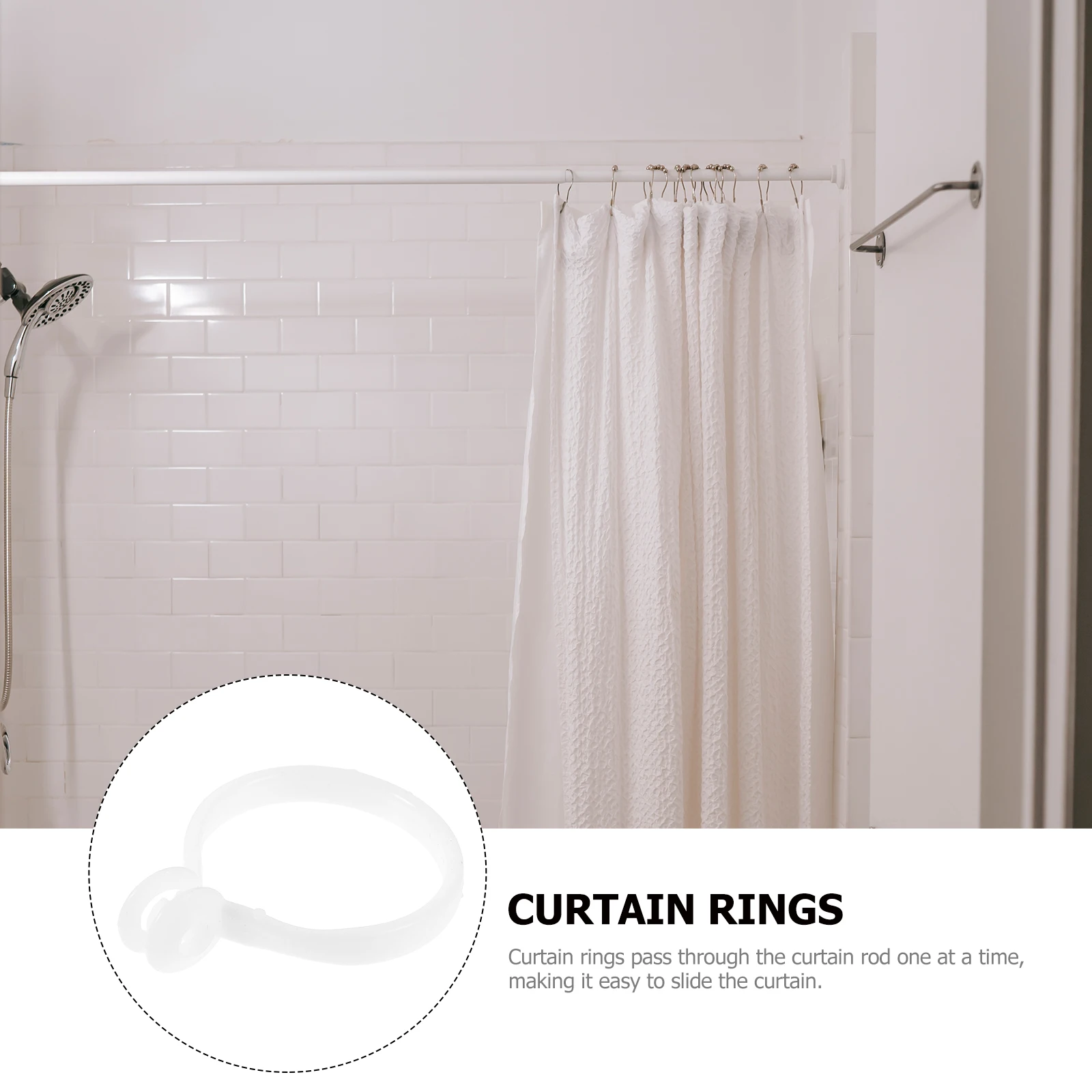 

30pcs White ABS Open Rings for Curtain Rods Hooks Shower Rubber Rings Hanging Plastic Curtain Accessories