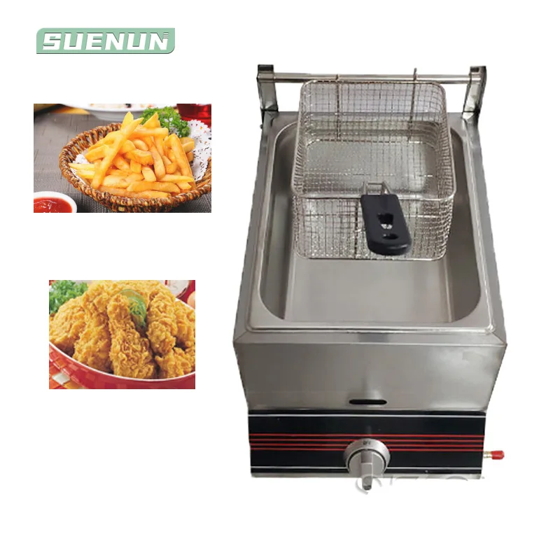 

8L single cylinder fryer commercial stainless steel gas fried multi-function oven french fries fried chicken deep fryer