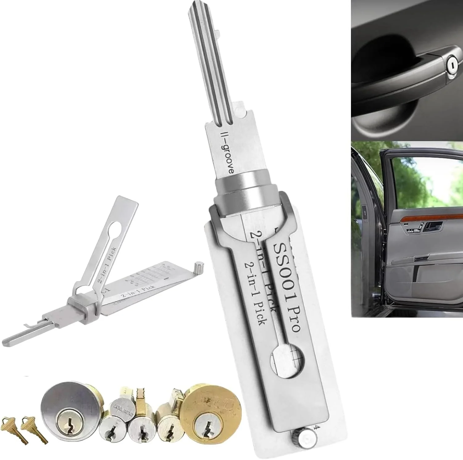 

2-в-1 SS001 Декодер ключей из нержавеющей стали Портативный прецизионный крючок и захват Ручной инструмент Набор уплотнительных колец Инструмент для ремонта декодера замка