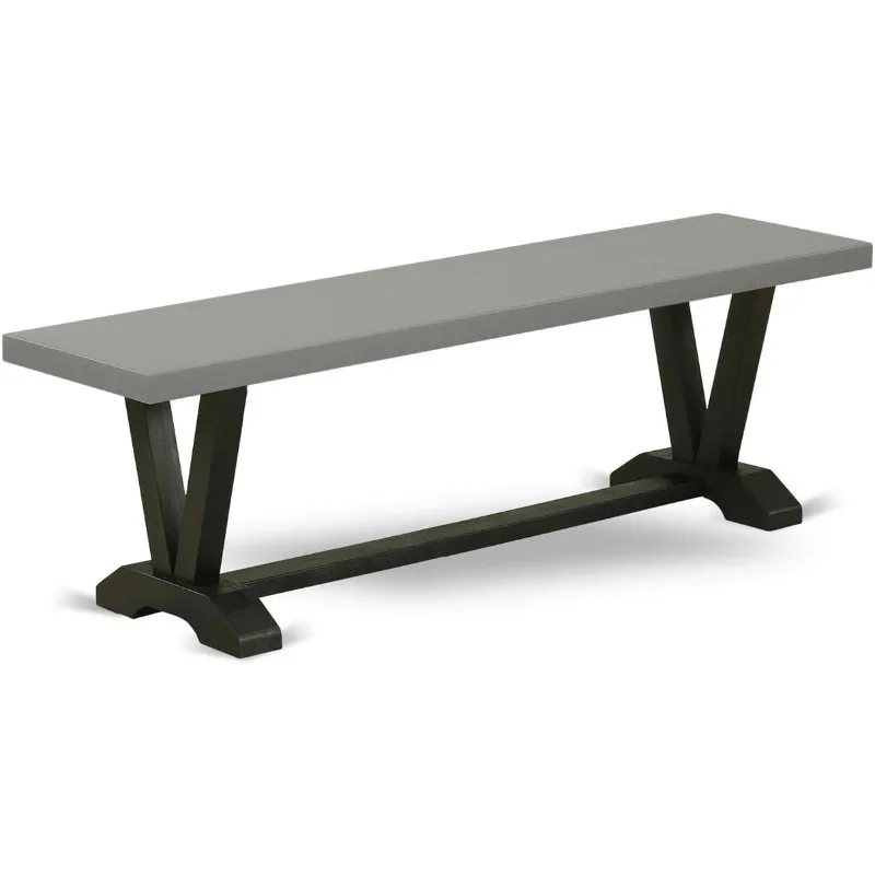 V-Style Modern Kitchen Bench with Wood Seat, 60x15x18 Inch, VB696