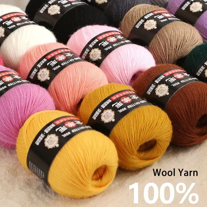 50g/roll 100% Wool Yarn Pure Merino Thread For Hand Knitting Soft Scarf Sweater DIY Doll Woven Material