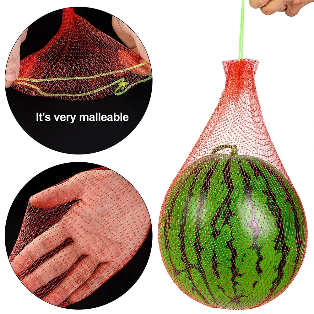 Heavy-Duty Plastic Garden Netting for Watermelon Melon Nets and Hammock with Straps Fruits Vegetable Ventilate Storage Mesh Bags
