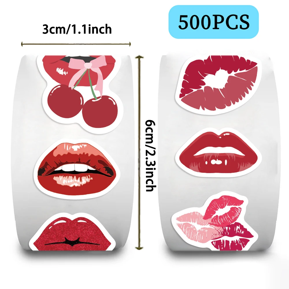 500pcs Lips Roll Stickers 10 Styles Insect Stickers For Parties, Walls, Scrapbooks, Envelopes, Birthday And Greeting Cards