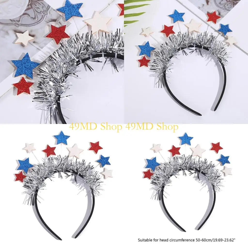 

49MD Sequins Headband Xmas Tinsel Star Hair Hoop Christmas Gift for Couple