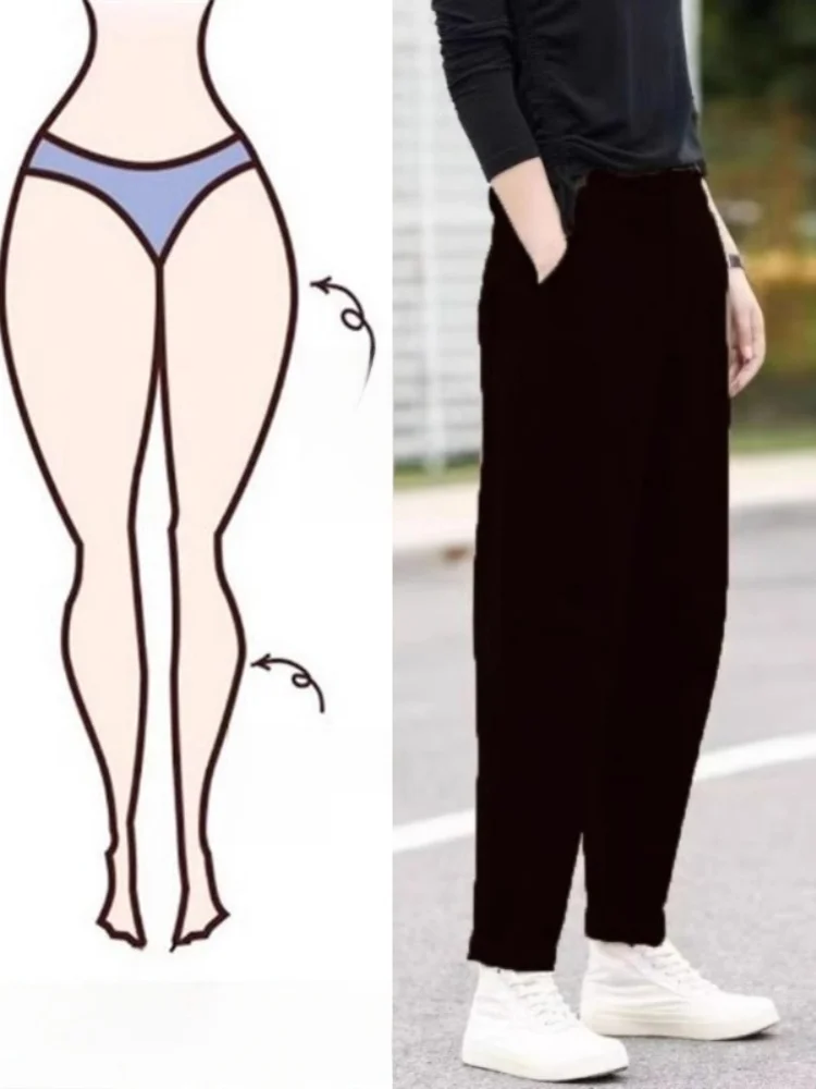 Spodnie sportowe plus size z podszewką, wyszczuplające, damskie, codzienne spodnie typu harlan, z wysokim stanem, proste nogawki, do pracy.