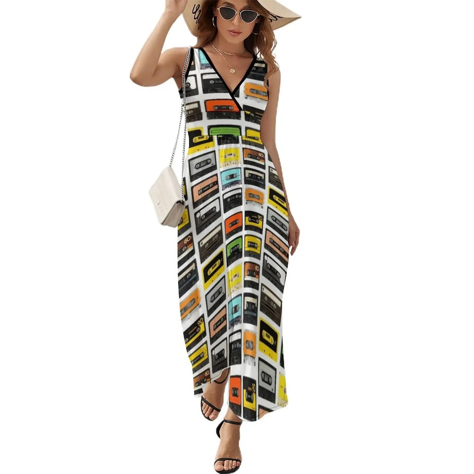 

80s Cassettes Sleeveless Dress dresses for special events summer dresses women 2024 summer outfits for women 2024