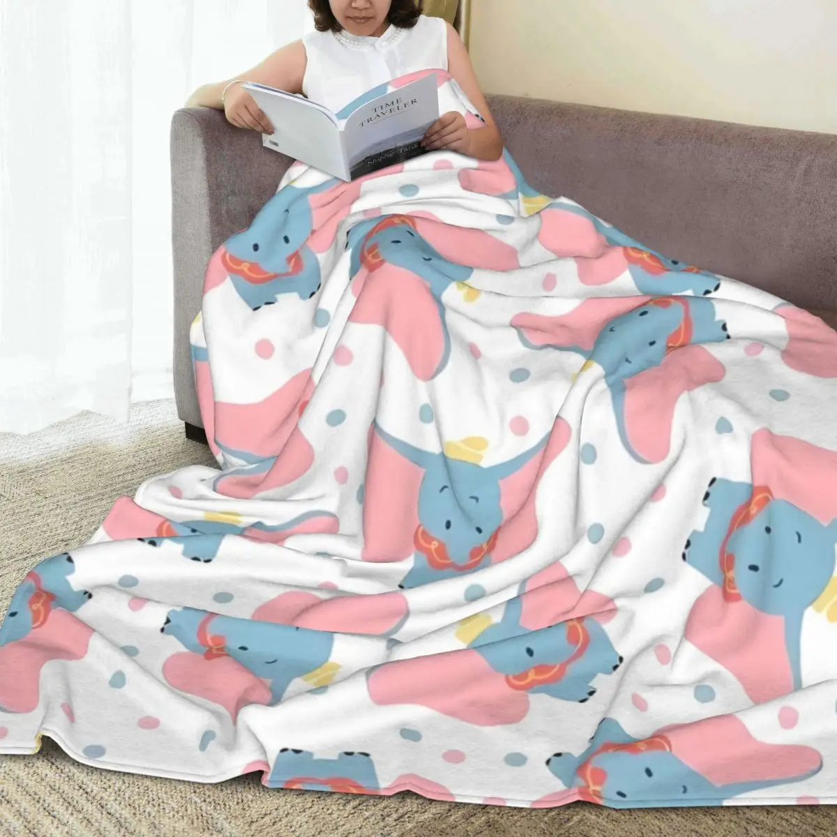 Soft Blankets Camping Dumbo MINISO Bedding Throws Flannel Bedspread For Bedroom Funny Sofa Bed Cover