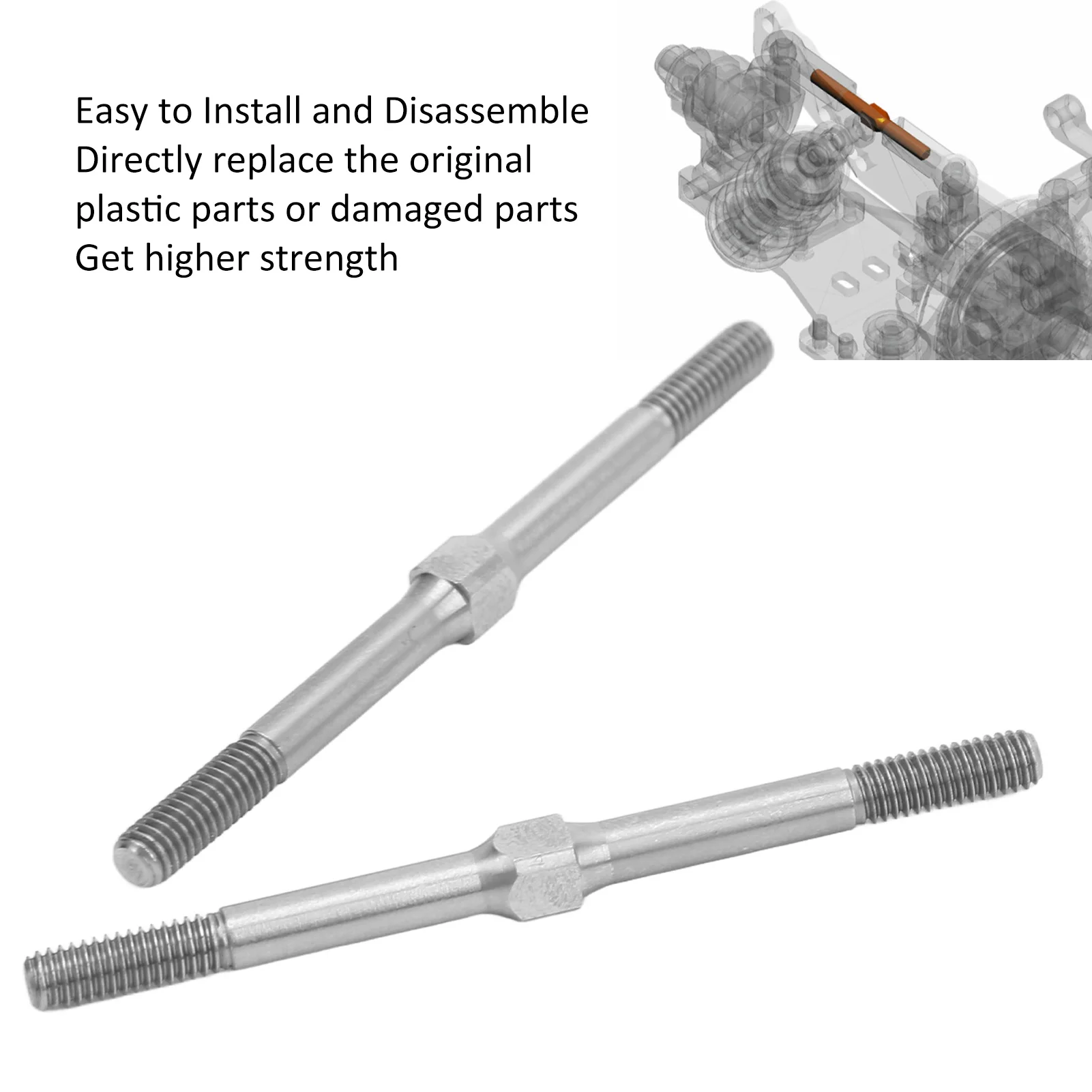 RC Turnbuckle M4 63mm Upgrade Part Steel Turnbuckle Rod for ARRMA  1/10 RC Car Silver RC Steel Turnbuckle