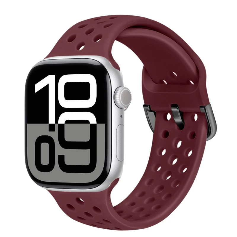 Silicone Strap for Apple Watch10 46mm 42mm 45mm 44mm 41mm 40mm 49mm Sports Breathable wristband iWatch Ultr9 8 7 6 5 4 SE Correa