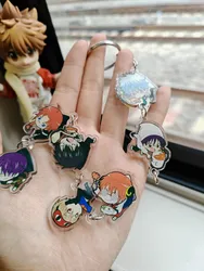 Gintama Anime Key Chain Women Chain Keychain Acrylic Man Key Ring Pendant Ornament Accessories Friend Gift