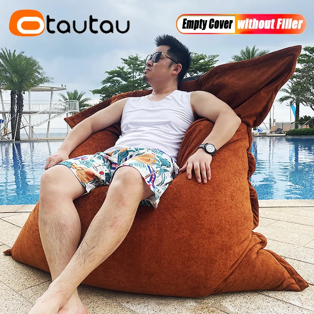 OTAUTAU New Upgraded! 140x180cm Bean Bag Cover with Washable Long Zipper Without Filling Home Outdoor Waterproof Pouf Saon DD088