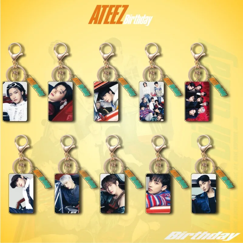 

KPOP ATEEZ Acrylic Keychain Japanese Album Birthday Series Keyring Pendant Backpack Pendant Fashion Decoration Fans Collect Gift