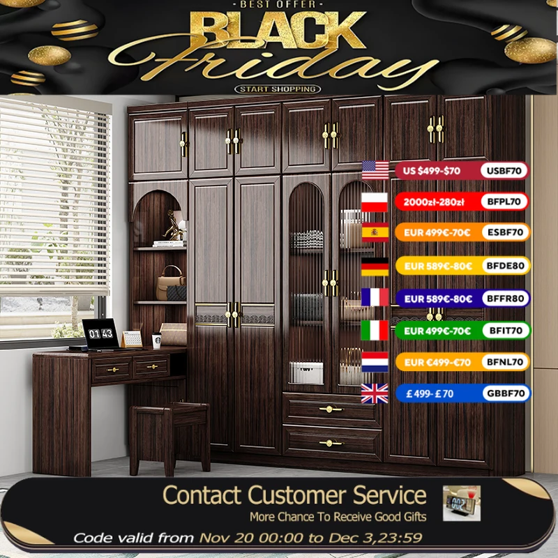 

Шкаф из скандинавского дерева, многослойные роскошные двери, шкаф для хранения, полки, ящики Armario Ropero Dormitorio, мебель для спальни