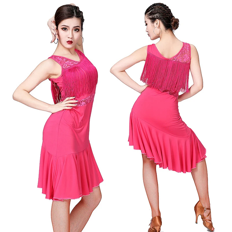 Ladies Latin Dance Costume Dress 1920s Flapper Charleston Gatsby Party Fringes Dress 5 Color Ballroom Cha Cha Latin Dance Skirt