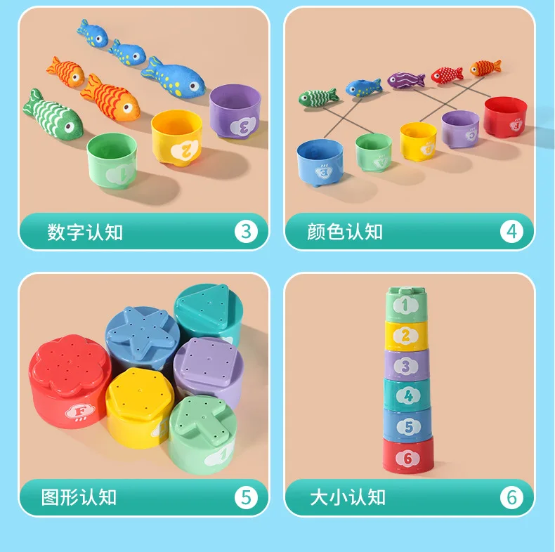 Kinder Spaß 3D Angeln Spielzeug magnetische Puzzle passende digitale Lagerung Matte Früherziehung Kindergarten Fischrute Angeln Spiel