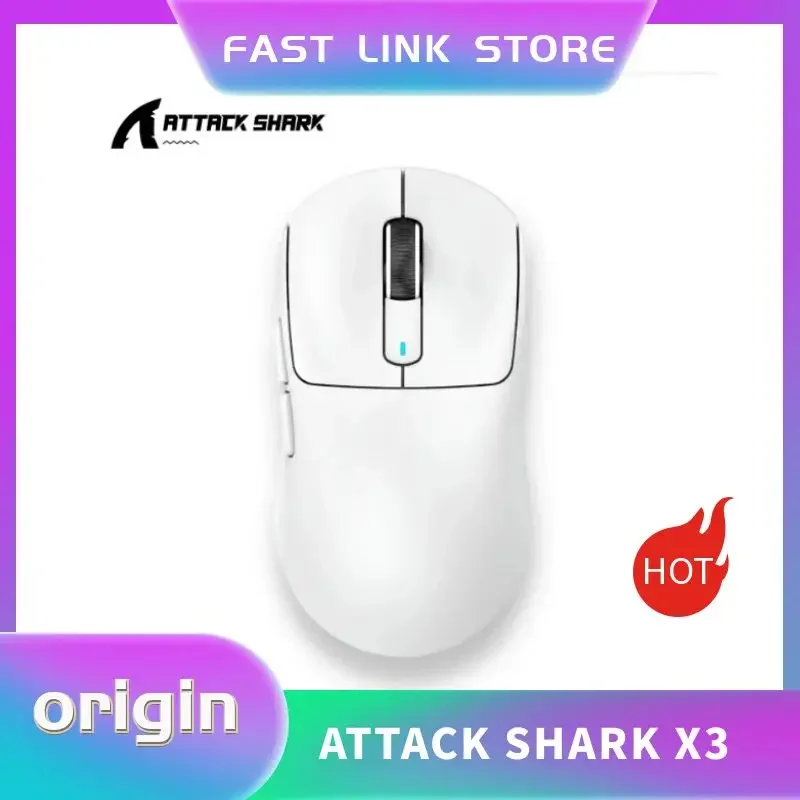 Attack Shark X3 PAW3395 Bluetooth Mouse 2.4G Tri-Mode Connection, 26000dpi, 650IPS, 49g Lightweight Macro Gaming Mouse for PC