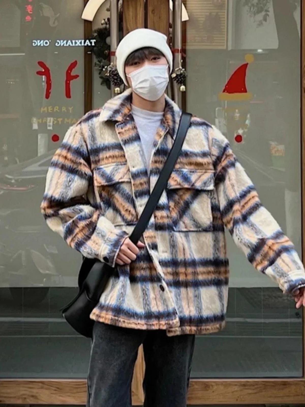 

Мужское шерстяное пальто в клетку (тартан) для осени и зимы, высококачественное, утепленное, с длинными рукавами, для подростков