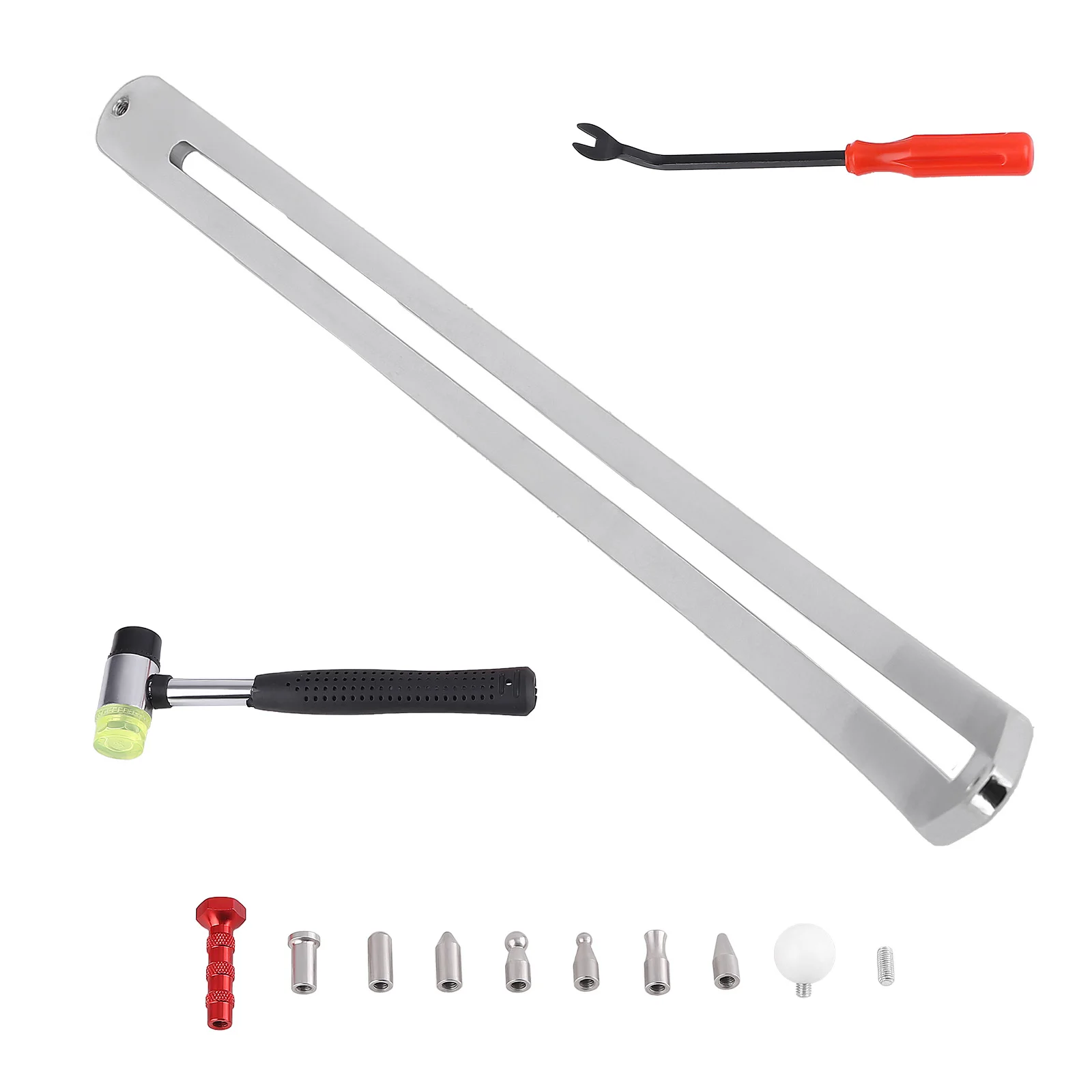 

Car Paintless Dent Removal Kit, Auto Fender Damage Repair Big Curved Rod Crowbar