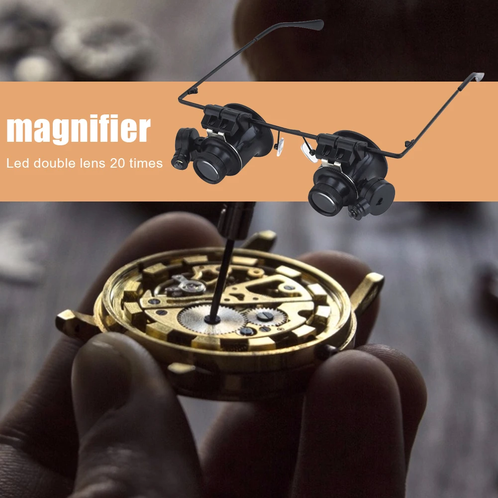 

Eyewear Loupe Third Hand Helmet Magnifying Portable Magnifier Glasses Loupes LED 20X Magnifying Eyewear for Jewelers Repair
