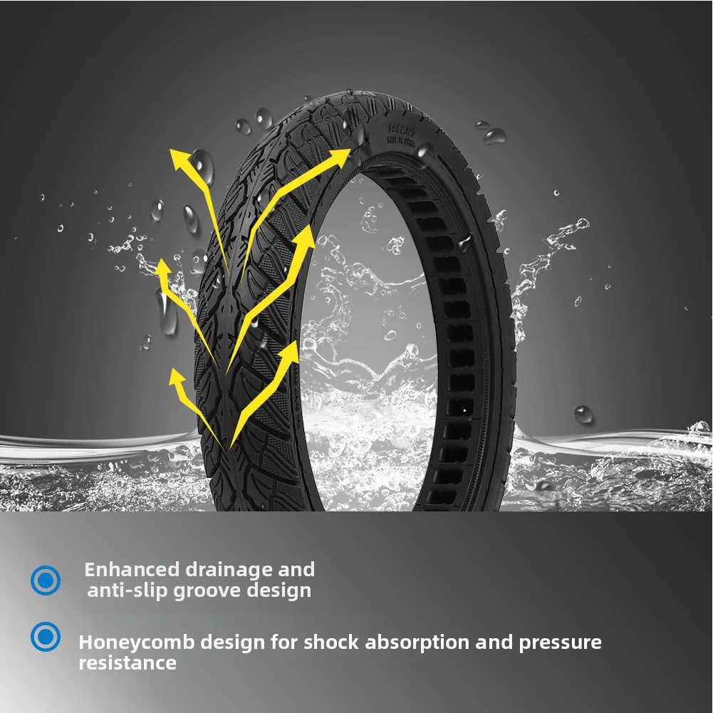 

14-inch 14x2.125 Solid Tire For E-scooter Pneumatic Wheel Replacement Size 57-254 Strong Performance Puncture Resistant