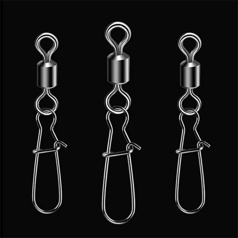 100 шт., защелкивающаяся булавка из нержавеющей стали, рыболовная бочка, поворотные защитные защелки, крючок, аксессуары для приманок, разъем Snap Pesca