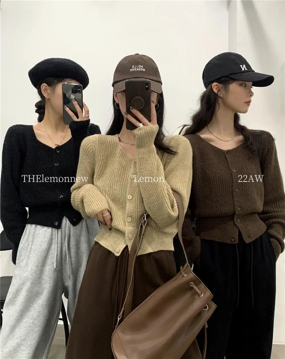 Autumn and Winter 2024 New Square Collar Short Solid Sweater Cardigan Knitted Outerwear Slim fit Waist Hugging Casual Top