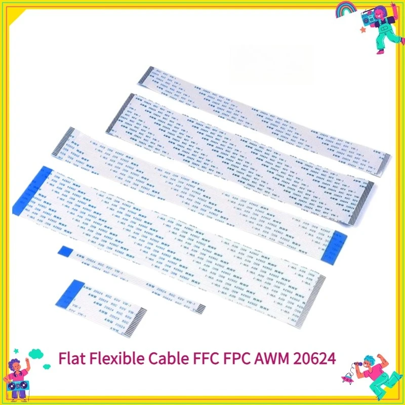 

10PCS Flat Flexible Cable FFC FPC AWM 20624 80C 60V VW-1 in 0.5mm 1.0mm Various Pin Options for Electronics