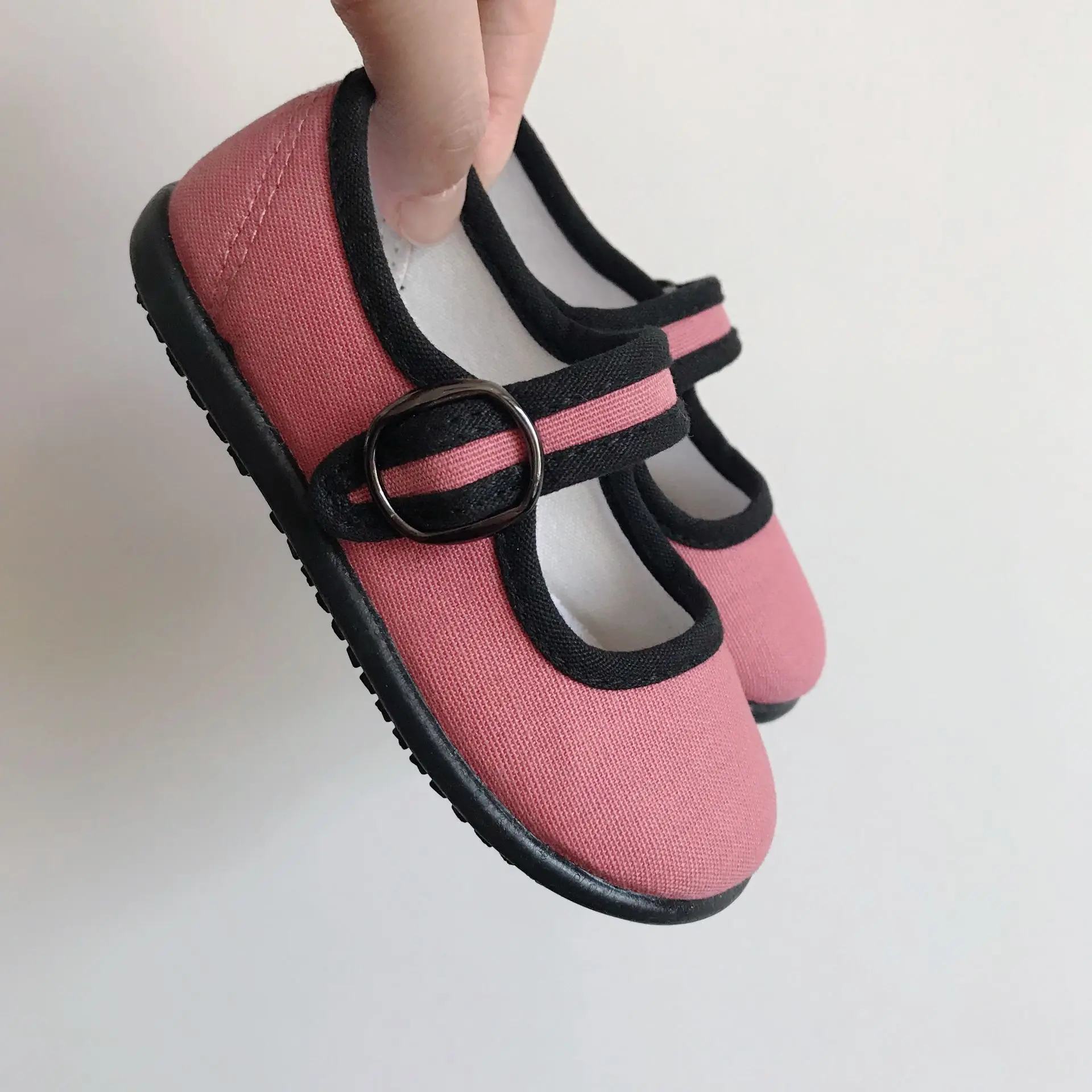 HoneyCherry Frühling Neue Mädchen Weichen Boden Slip-on Schuhe Kindergarten Indoor Quadratischen Mund Baby Leinwand Schuhe – Detail 13