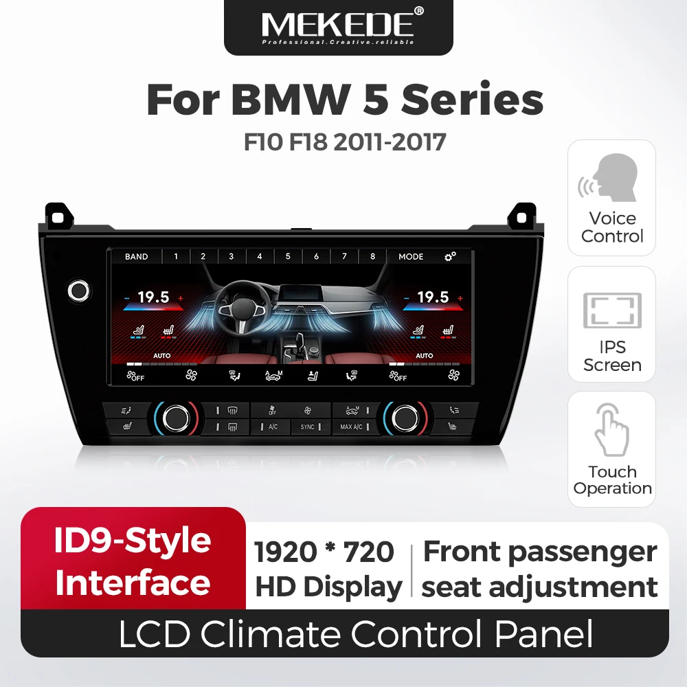 Écran de climatisation MEKEDE EU Store 10,25 pouces pour BMW Série 5 F10 F11 2011-2017, écran LCD numérique, commande de climatisation tactile, écran d'affichage de l'instrumentation de climatisation, contrôleur, commande vocale, fonctionnement tactile, trois types de commutation d'interface utilisateur