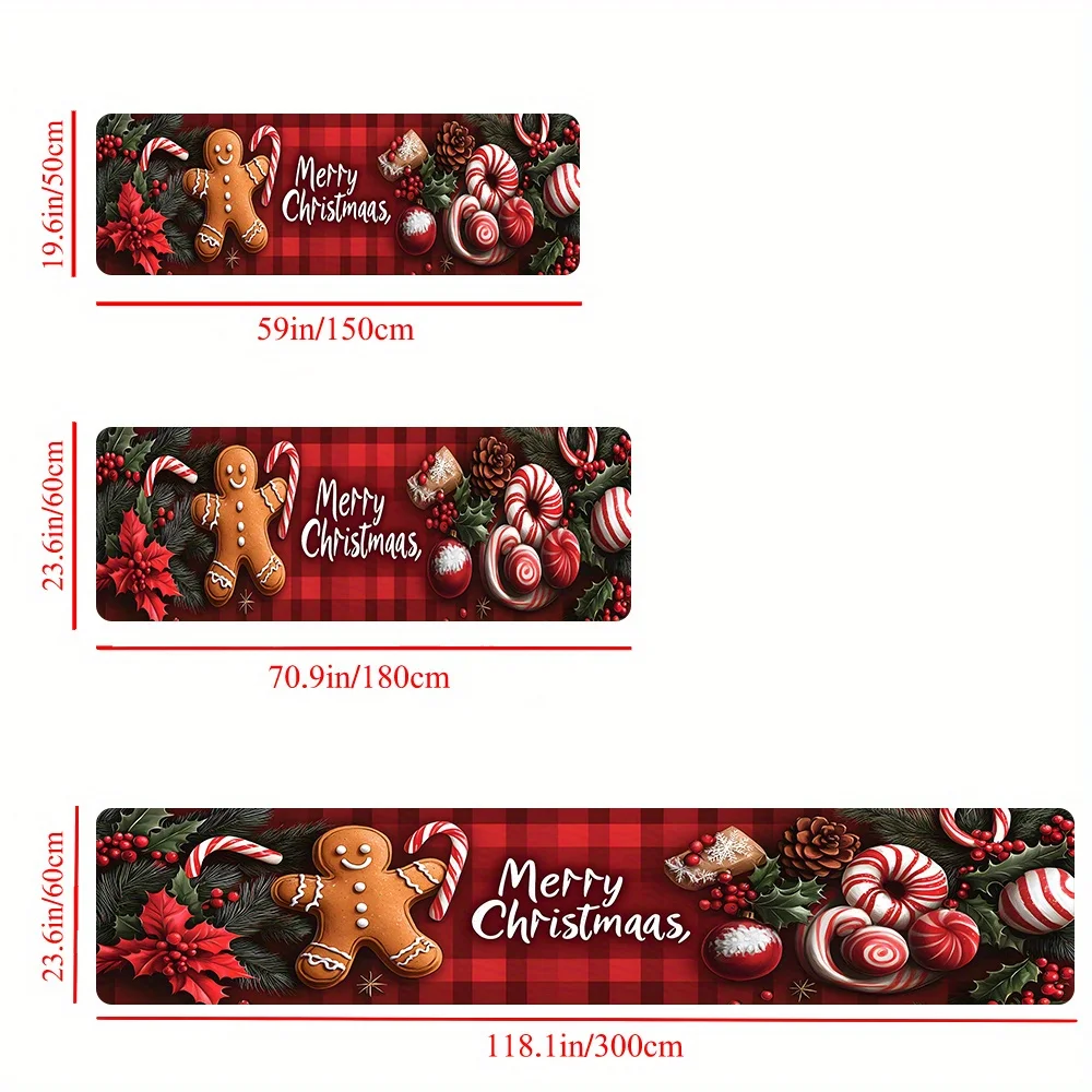 VIKAMA Weihnachtsteppich, Lebkuchenmann, Küchenteppich, Fußmatte, weich, für Wohnzimmer, Schlafzimmer, Willkommensmatte, Heimdekoration