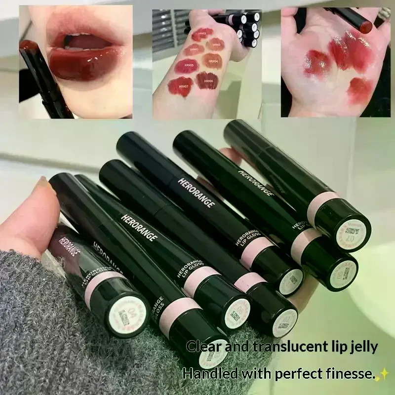 HERORANGE Mirror Jelly Solid Lip Gloss Peach Lipstick Hydrating Clear Water Lip Glaze Moisturizing Lip Tint MakeUp Cosmetics