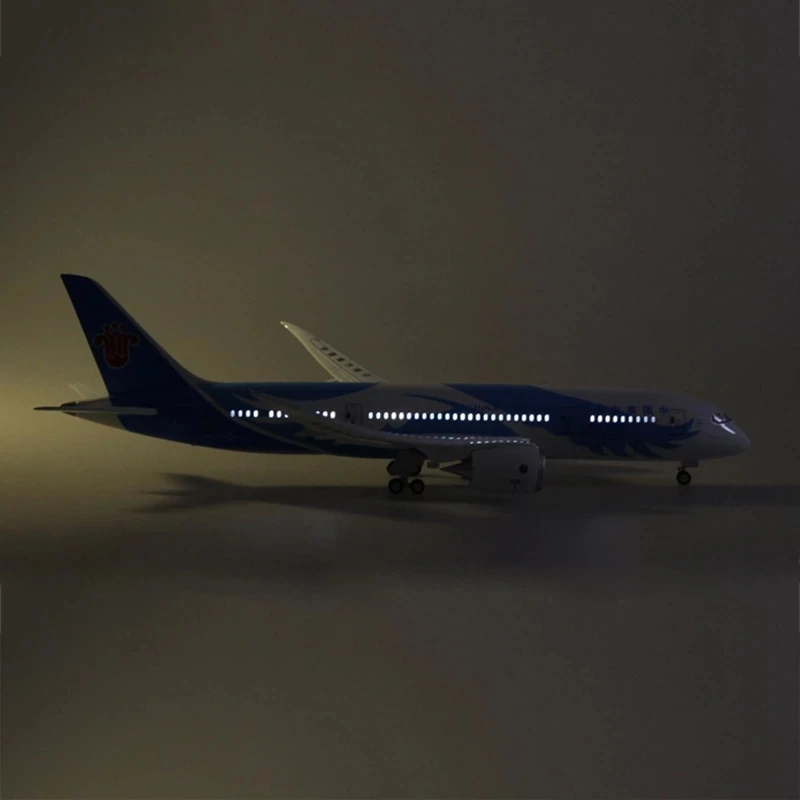 43CM China Southern Airlines B787 Aircraft Toy Resin Airplane Model with Wheel and Light For Collected Gift By Aviation