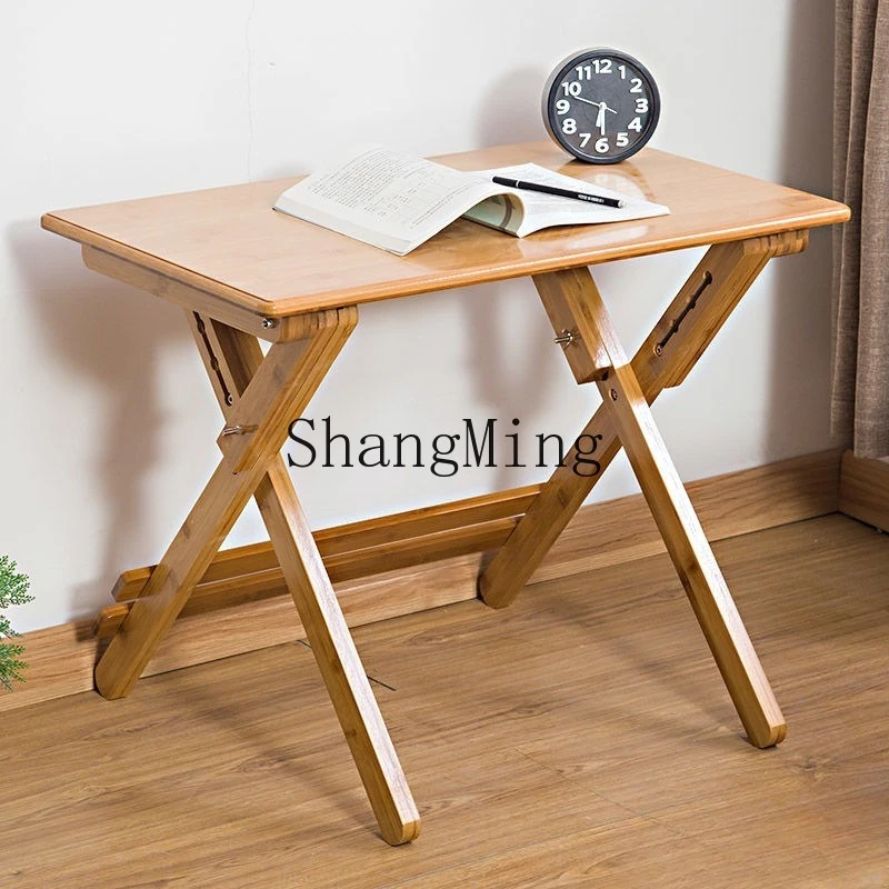 

FG foldable desk liftable study table bamboo table rectangular children's writing table