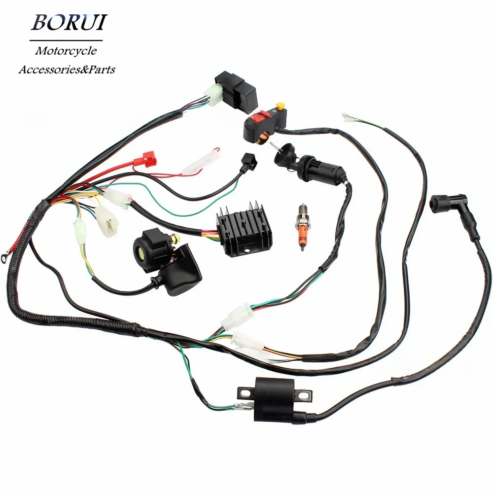 

Wiring Harness CDI Ignition Coil Rectifier Relay Plug Electric Door Lock Switch Set For CG 150cc 200cc 250cc ATV Quad Dirt Bike