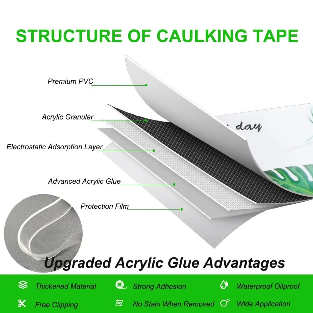 Professional Mildew-proof Caulk Tape Decorative Countertop Shower Tile Sealer Self Adhesive Colorful Sealing Tape Kitchen