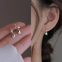 New Korea Fashion Tulip Flower Stud Earrings for Women Temperament Sweet Romantic Wedding Party Jewelry Gift Pendientes Mujer