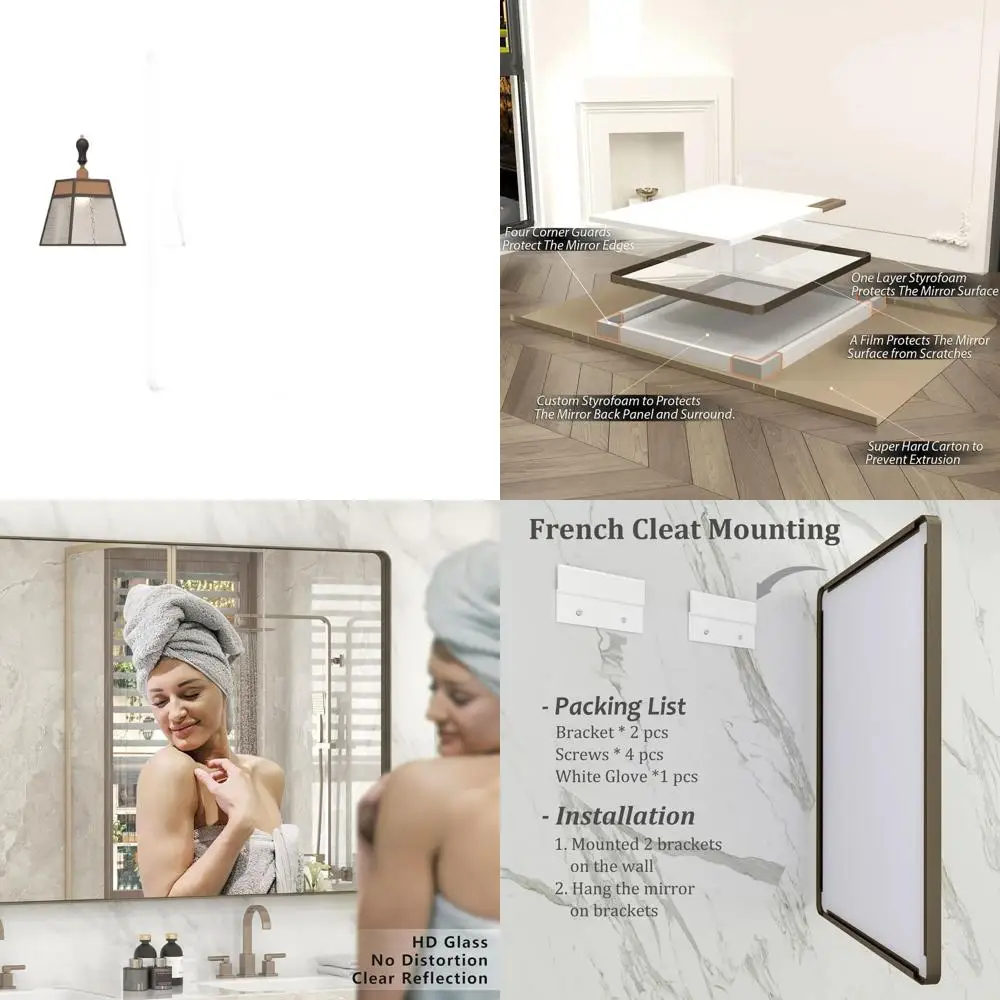 

24 x 32 Wall-Mounted Brushed Bronze Vanity Mirror, Anti-Rust, Horizontal or Vertical Hanging for Bathroom