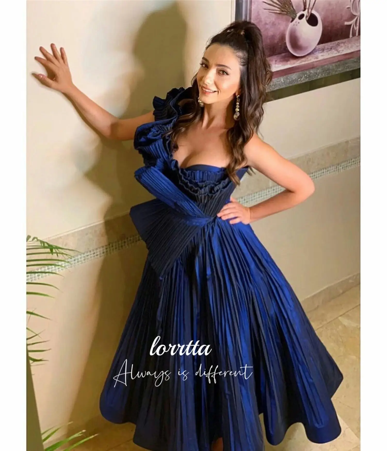 

Lorrtta Ball Gown Cocktail Dress Folds Blue Line A Long Dresses Gala Luxury Evening Women 2024 Eli Difficult 2024 Special Events