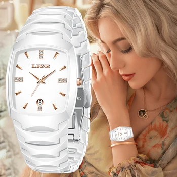 LIGE Fashion Luxury Woman Watch Simple Elegant Stainless Steel Casual Quartz Watches for Women Calendar Ladies Romantic Gift New 1