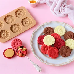 Cute Daisy Flower Pattern Silicone Mold Cookie Cutter Frame Nut Chocolate Mold Pastry DIY Baking Tools Party Decoration Supplier