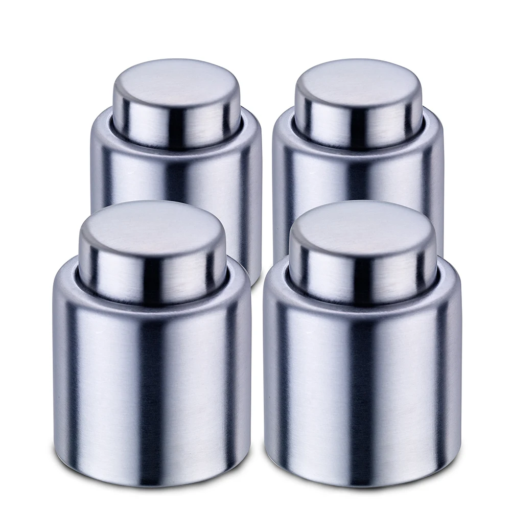 

OUWO Wine Bottle Stopper Silvery Stainless Steel Champagne Stopper Bar Tool Sealing Bottle Cap Home Bar Keep Wine Fresh