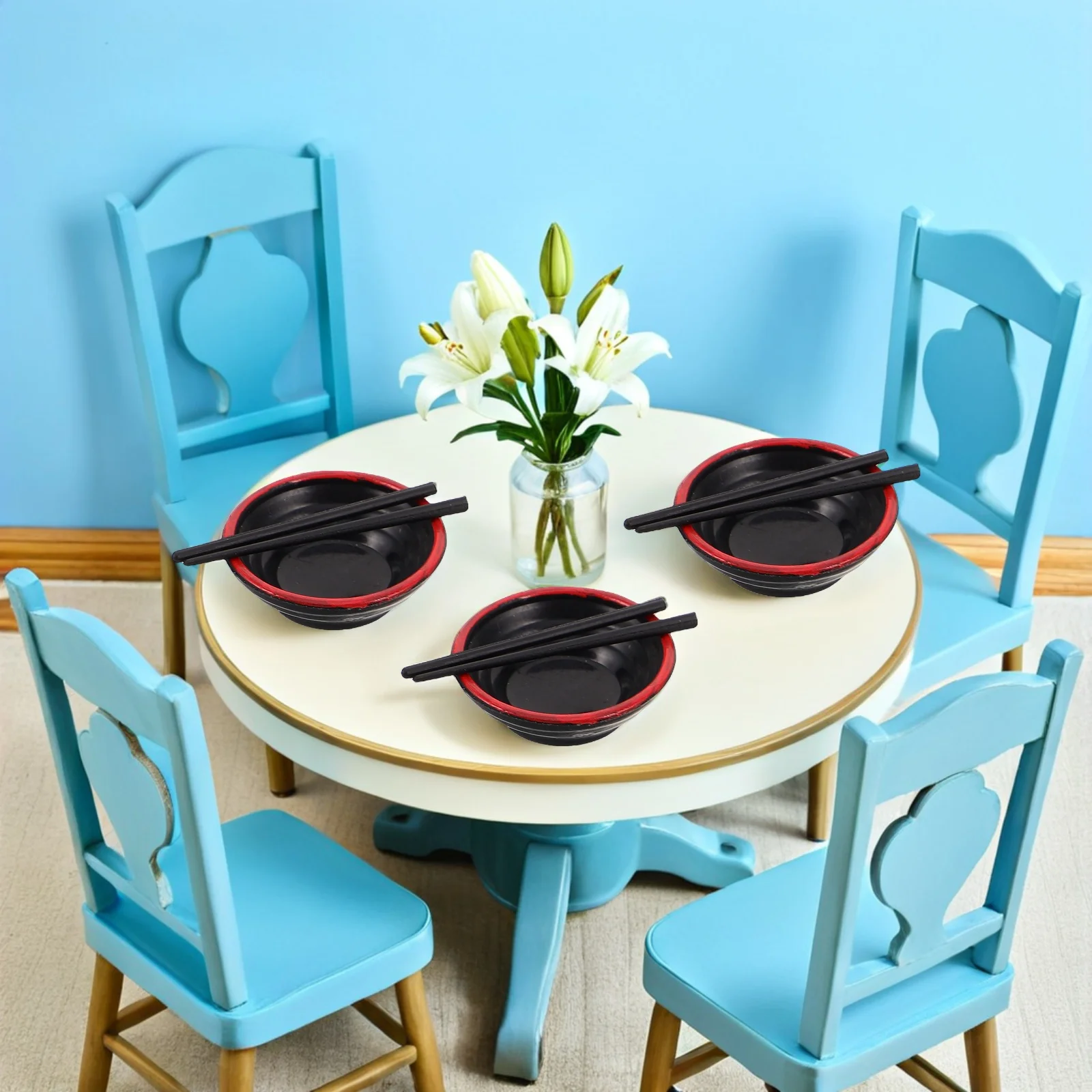 Juego de 20 cuencos japoneses en miniatura para casa de muñecas, palillos, juego de cocina Ramen realista para niños, cocina educativa