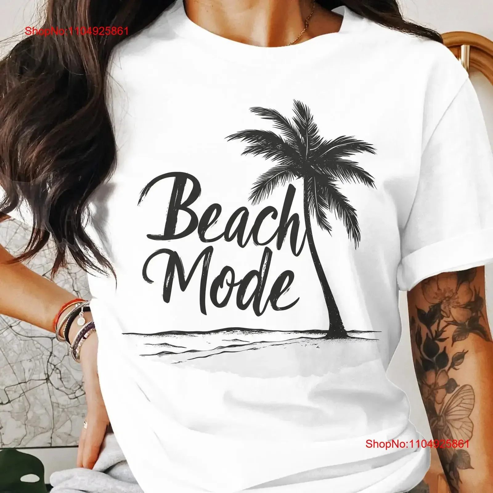 

Beach Mode T Shirt Summer Vacation Palm Tree Relaxed Casual Trendy Beachwear Top vintage Washed Stretched Unisex homme