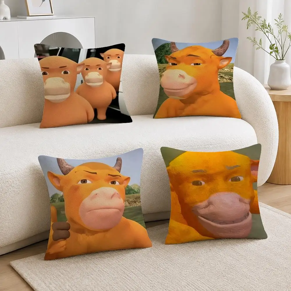 Cute Fictional Character NiuLai Soft Plushs Fluffy Throw Pillow Cases for Sofa Bedroom Home Decor
