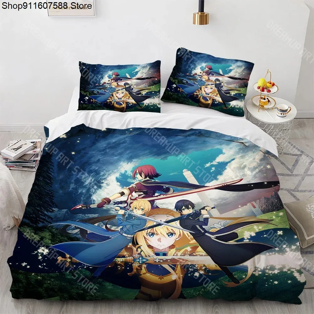 3D Printed Sword Art Online SAO Kirito Asuna Bedding Set for Boys Girls Duvet Cover Twin Queen King Full Single Double Sizes
