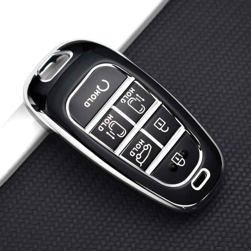 4/5/6/7/8 Tasten TPU Auto Schlüssel Abdeckung Auto Shell Fob Fall Schlüsselbund für Hyundai Santa Fe Tucson 2022 NEXO NX4 Atos Solaris Prime