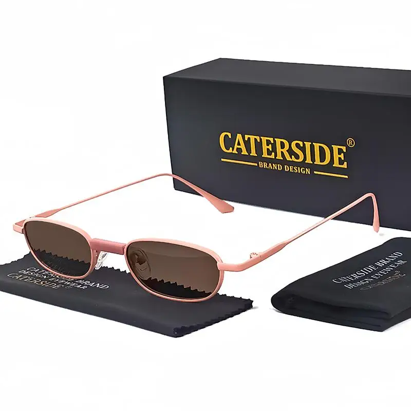 CATERSIDE Polarisierte kleine Sonnenbrille für Herren, rechteckig, Punk-Markendesign, Sonnenbrille für Damen, zum Fahren, für Partys, Urlaub, Geschenke – Detail 9